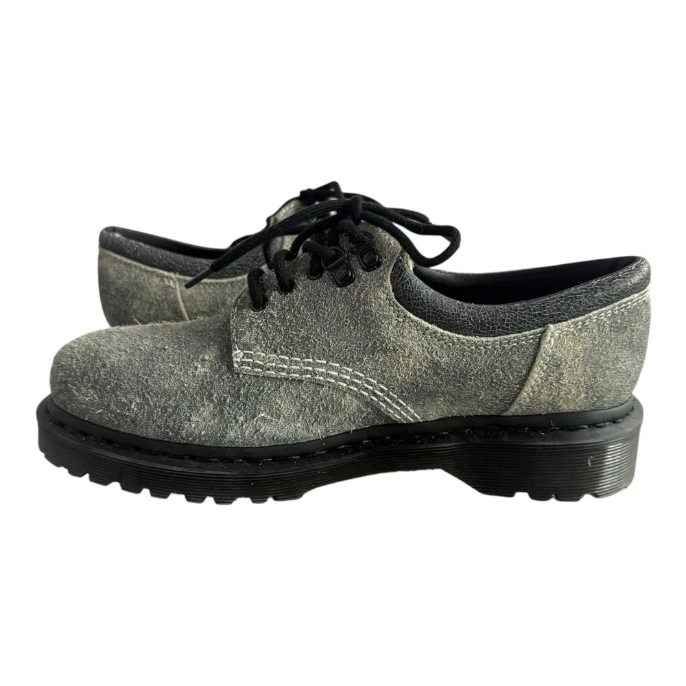 Dr Martens 8053 Grey Stonewashed Suede Leather Oxford Shoes Mens 7 Women's 8 NEW